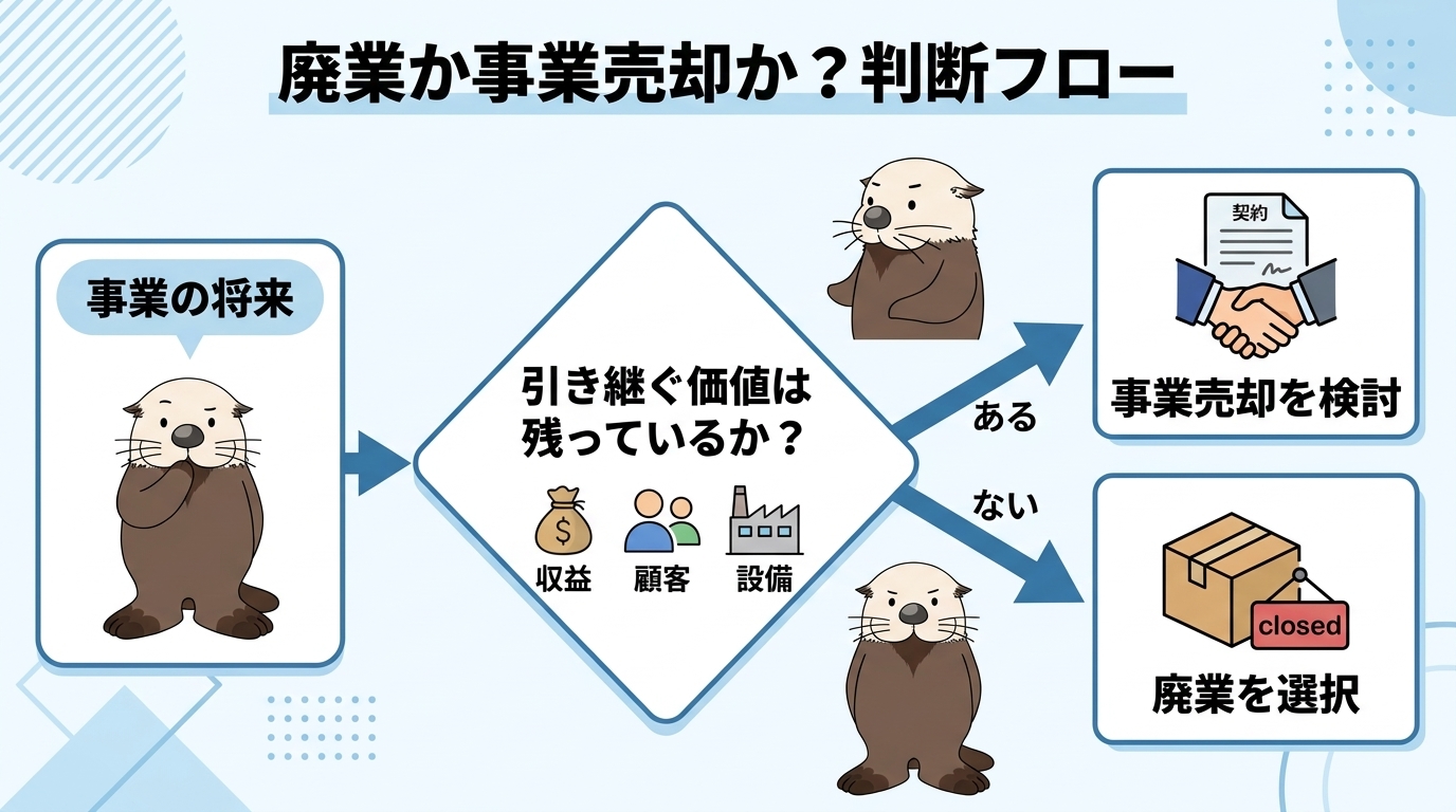 廃業か事業売却かの判断フロー